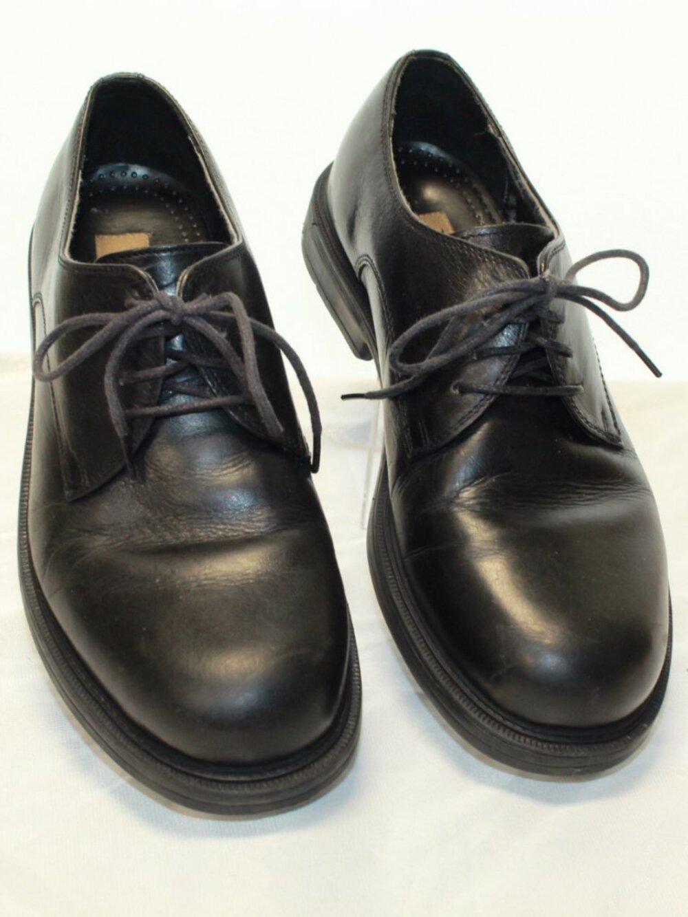 Borelli Size 9M Smooth Black Leather Round Toe Heavy Sole Oxford Dress Shoes